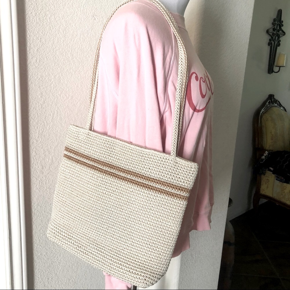 The Sak Bag Weave Beach Festival Vacation Tote Shoulder Crochet Coast Off White - Picture 6 of 10